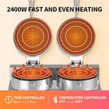HTTSICHI Waffle Maker - Commercial Waffle Iron w/Two Non-stick 7 in Baking Pans, 550 ℉ Temperature and Timers, 2400W Dual Waffle Machine