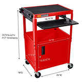 Steel AV Cart with Adjustable Height, Storage Cabinet and Keyboard Pullout Tray
