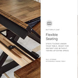 Signature Design by Ashley Wildenauer Dining Extension Table, Self-Storing Butterfly Leaf, Seats 8, Hardwood Solids, 40" W x 78" D x 30.13" H, Black & Dark Brown