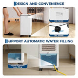 Portable Air Conditioners, 3-in-1 Evaporative Air Cooler with Touch Screen & Remote, 1.84Gal Cooling Fan, 3 Speeds & 3 Modes, 12H Timer, Includes 4 Ice Packs & Rolling Casters for Home, Office