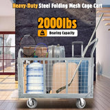 Platform Truck Cart with Cage, Multipurpose 6 in1 Foldable Flatbed Cart Heavy Duty Push Cart Dolly