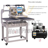 WUMSTOT 16x24 Pneumatic Dual Heat Press with 6 Gallon Air Compressor Kit