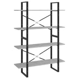 Modern 4-Tier Wooden Bookshelf 100x30x140 cm - Stylish Room Divider & Storage Shelf for Living Room & Office - Concrete Grey Finish, Versatile Home Organizer