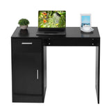 Oumefar Compact Computer Desk with Drawer and Storage Door (Black)