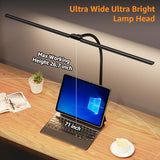 ShineTech Led Desk Lamp for Office Home, Bright Double Head Desk Light with Clamp, Architect Task Lamp 50 Lighting Modes Adjustable Flexible Lamp