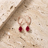 Galaxy Gold 14K Solid Gold 3.5 Carat Lab Grown Ruby Pear Drop Earrings