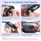 3 in 1 Electric Nail Clipper, Automatic Nail Trimmer with Built-in Nail Grinder & Polisher, Easy to Use for Adults Seniors Kids, USB Rechargeable, Quiet & Safe Manicure Tool, Daily Manicure Supplies