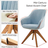 Art Leon Mid Century Modern Desk Chair No Wheels, Swivel Accent Chair with Solid Wood Legs