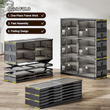 wesimple 36 Pairs Portable Shoe Storage Cabinent of 3-Step Fast Installation,Plastic Shoe Box with Magnetic Clear Door for Entryway, Enclosed Shoe Rack for Sneaker, Heels etc.. (2Row, 9Tier)
