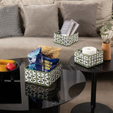 OIAHOMY Storage Baskets Paper Rope Shelf Baskets, Handwoven Small Wicker Bins for Home, Set of 3-Green & White