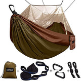 Single & Double Camping Hammock with Net, Portable Outdoor Tree Hammock 2 Person Hammock for Camping Backpacking Survival Travel, 10ft Hammock Tree Straps and 2 Carabiners, Easy to Setup
