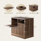 3 Drawer File Cabinet, Fluted Wood Lateral Filing Cabinet with Charging Station for Home Office