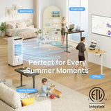 Swamp Cooler, 1800 CFM Windowless Portable Air Conditioners with 4.2 Gal Water Tank, 120° Swing,12H Timer,3 Modes & 3 Speeds,4 Ice Packs, Evaporative Air Cooler for Room,Bedroom,Office,Crystal White
