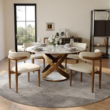 POVISON 51" Modern Round Dining Table for 4-6, Glossy White Round Dining