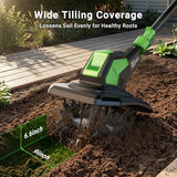 20V Cordless Tiller for Gardening, Electric Garden Tiller with 2 * 2.0Ah Batteries, 9" Width, 6.6" Depth, Lightweight 360RPM