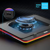 Powerful Turbo-Fan (5000 RPM) RGB Laptop Cooling Pad with Infinitely Variable Speed