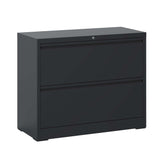 2 Drawer Lateral File Cabinet with Lock, Black Metal Filing Cabinet for Home Office, Lockable Steel File Cabinet for Legal/Letter/A4/F4 Size, Heavy Duty 220 lbs Capacity, Quiet Ball Bearing Slides