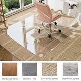 GLSLAND Irregular Tempered Glass Floor Mat - 36" x 48" Office Chair Mat for Carpet Clear Duty Hard, Clear