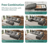 Modular Sectional Sofa, 132" U Shaped Couch with Storage, Chenille
