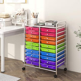 Rolling Cart with 20 Drawers, 20 Tiers Multicolor Trolley, Drawer Bin Carts with 2 Lockable Wheels