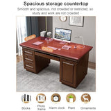 Solid Wood Computer Desk with 3 Drawers, Home Office Desk PC Laptop Study Table