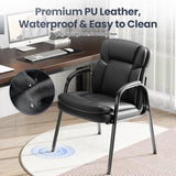Guest Chairs for Office with Thick Cushions, PU Leather Reception Chairs with Welded Steel Frame