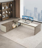 Anzhap 79" L-Shaped Executive Desk with Drawers, Large Modern Office Desk