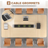 Homall 8FT Conference Table, 94.48L x 47.24W x 29.92H Inches Meeting Table with Cable Grommets, Seminar Boardroom Table Workstation for Office Conference, Meeting Room (Light Wood Grain)