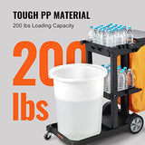 Cleaning Cart, 3-Shelf Commercial Janitorial Cart, 200 lbs Capacity Plastic Housekeeping Cart