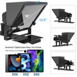 13" HD Wide-Angle Teleprompter with Remote Control, Adjustable Height & 50°–90° Viewing Angle, Beam Splitter Glass, Compatible with DSLR Cameras, Phones & Tablets, for Video Recording & Live Streaming