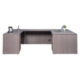 Boss Office Products 66" U-Shape Desk with 2 File Pedestals, Driftwood Finish, Thermal Fused Melamine, Scratch Resistant, Lockable Drawers, Modular Executive Home or Office Workspace Configuration