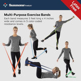 Sammons Preston Resistance Bands for Working Out, Non-Latex Exercise Bands, Resistance Bands for Physical Therapy, Improve Strength & Flexibility, Stretch & Tone Major Muscles, 5pk Sammons Preston
