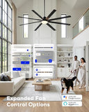 84" Aluminum Outdoor Ceiling Fan with Light, Industrial-Grade 8 Metal Blade