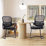 Reception Chair No Wheels, Stationary Non Rolling Mesh Mid Back Computer Guest Side with Lumbar Support