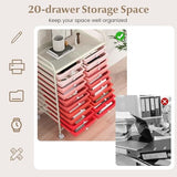 File & Debris Storage Drawers on Lockable Wheels, Rolling Drawer Cart for Office