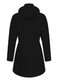 ATLASLAVA Rain Jacket Women Waterproof Long Lightweight Raincoat Hooded Windbreaker Outdoor Trench Coat BLACK M