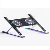 UMKLSW Aluminum Adjustable Laptop Stand for Tablet Notebook Cooling Fan Pad Portable Base