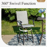 Sophia & William Swivel Bar Stools Set of 6, Outdoor Bar Height Chairs, High Top Patio Chairs, Supports 300 lbs (Grey Fabric)