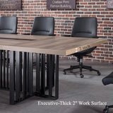 12ft Large Conference Table - 2" Thick Top & Metal Grid Base | Easy Assembly | Cable Management | Commercial Office Desk