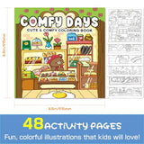 NexAmeri Comfy Days: Vcute & Comfy Coloring Book for Adults & Teens, Stress Relief - Small Elements. One-Book Set, Containing 48 Pages. Cozy Coloring Book.Teenager Girl and Boys Gift Ideas.