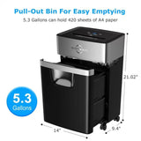 16-Sheet Heavy Duty Paper Shredder for Office, 60-Minute Running Time Cross-Cut CD Shredder with 60dB Low-Noise, 5.3-Gallon Pull Out Bin, Anti-Jam & Quiet Shredder for Home Office (S3102) BONSEN