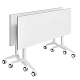 White Folding Conference Table Bussiness Conference Room Tables with Flip-Top Design & Silent Wheels