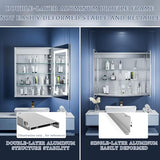 ExBrite LED Lighted Bathroom Medicine Cabinet with Mirror, 24 x 30 Inch, Recessed or Surface Mount, Anti-Fog