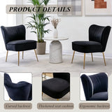 Velvet Accent Chair Set of 2 Comfy Living Room Chair Armless Slipper Chair Mid Century Side Single Sofa