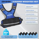 ZZR SEVEN Weighted Vest for Women and Men, 4-10lbs/11-20lbs Adjustable Weighted Vest with 6 Iron Sand Weights, Running Vest for Strength Training, Workout, Running, Fitness, Weight Loss (Blue, 4-10lb)