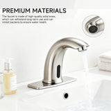 Touchless Bathroom Sink Faucet Automatic Motion Sensor Hands Free Faucet with Hole Cover Plate Water Valve,Commercial Solid Brass Faucet,1 Hole or 3 Hole,Brushed Nickel