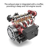 MechPuConToy Mini Metal Engine Model Kit That Runs, GS-L4 Engine Water-Cooled 4-Stroke DOHC Inline Four-Cylinder Engine Model Kit, Physics Science Engine for Adults (Finished Version)