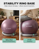 Trideer Yoga Ball Chair with Base for Office Desk, Exercise & Stability Ball Seat, Pilates Ball for Core Training, Pregnancy Ball for Comfort, Back Pain Relief & Active Sitting