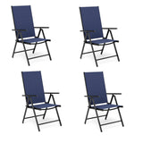 MFSTUDIO Patio Dining Chairs Set of 4, Foldable & 7-Level Backrest, Blue