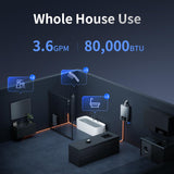 Ranein Propane Gas Tankless Water Heater, 3.6 GPM, 80,000 BTU, Indoor
